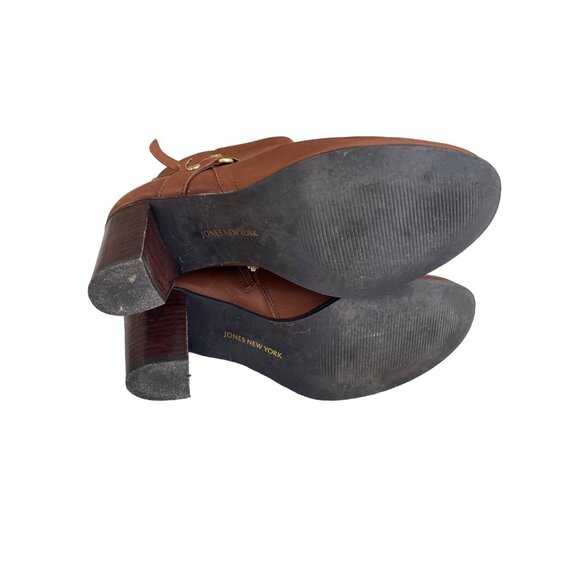 Jones New York Women's Brown Leather Strappy Ankle Booties Block Heel Size 7.5 - Picture 10 of 10